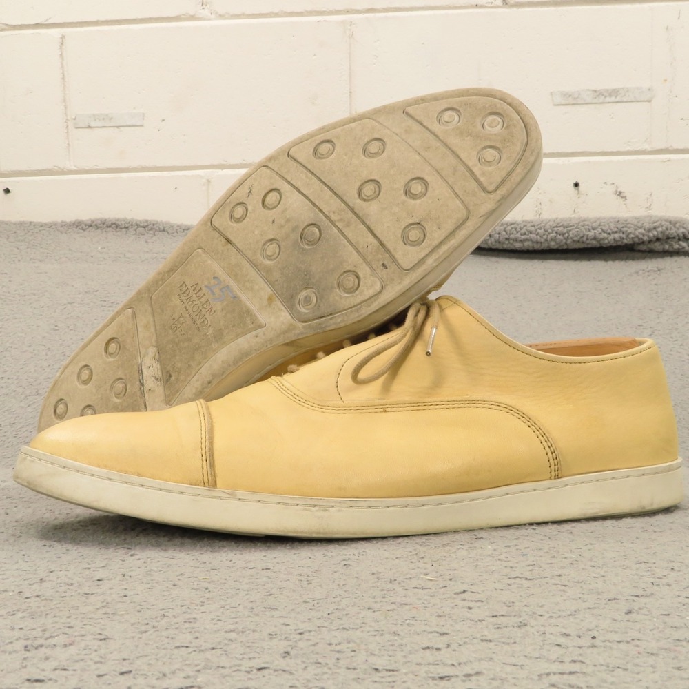 Allen Edmonds Shoes Men 11 E Park Avenue Courtside Sneakers Cream Parchment Bone